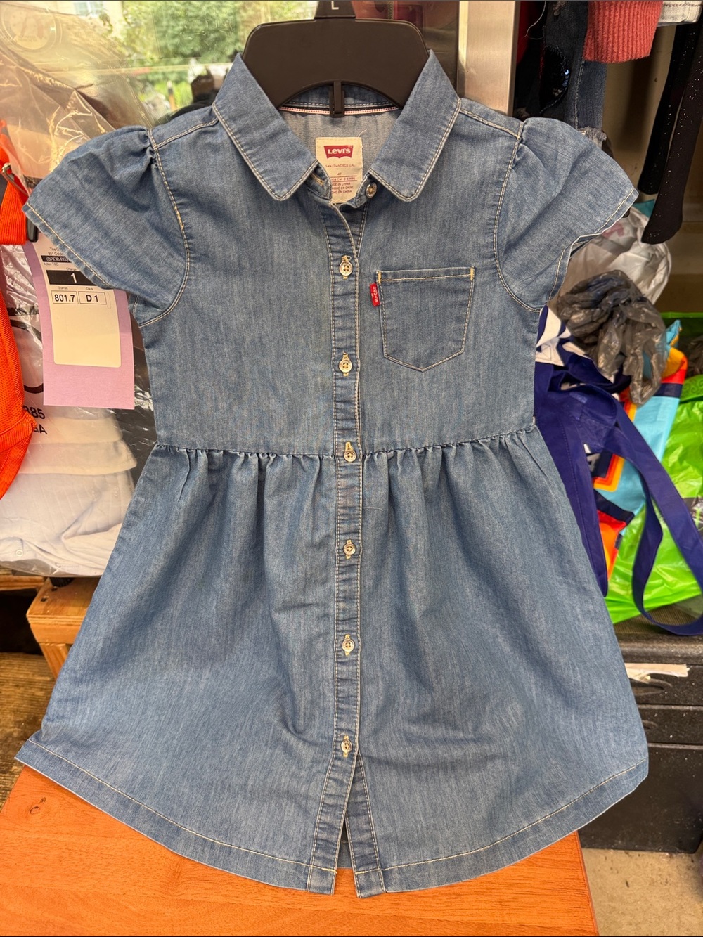 Levi's Girls Denim Button-Front Dress in Light Blue